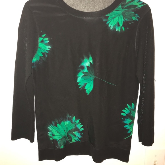 Erdem Black And Green Foral Silk Blouse and Pants - Picture 1 of 10